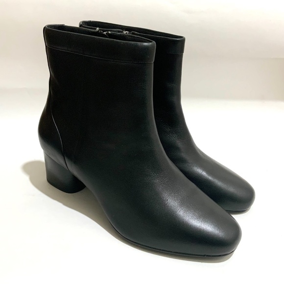 Clarks Un Cosmo Up Womens Black Leather Ankle Boots Zipper Block Heel Booties 9 - Picture 5 of 12